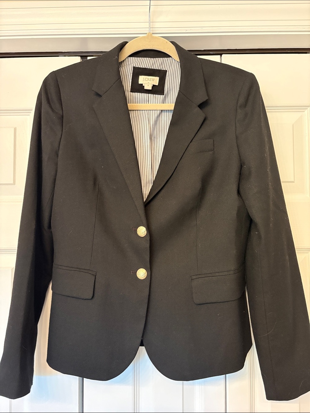 J. Crew Black Tailored Blazer with Gold Buttons